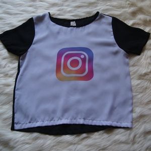 Women's Instagram Logo Blouse Chiffon Top Shirt